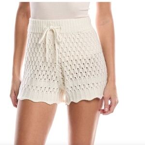 NoName Ruth 100% Cashmere Knit Cream Ivory Crochet Shorts Nwt M